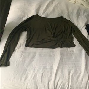 army green cropped top